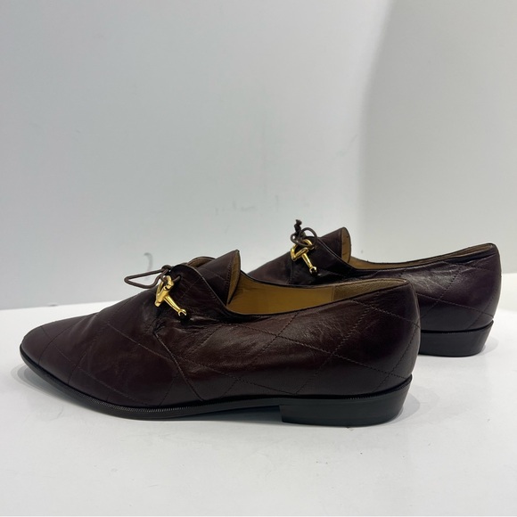 Vintage Barneys New York Quilted Leather Loafers Brown Made in Italy EU 40 US 10 - Picture 7 of 13